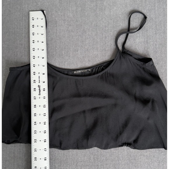 Black Halo Womens Black Viscose Crop Cami Tank Top Size 8 Flowy Romantic Goth - Picture 8 of 9